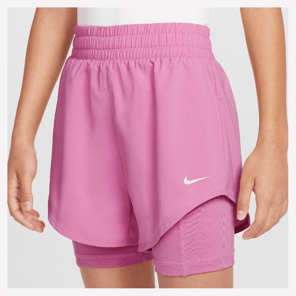 Girls' One Dri-Fit 2in1 3 inch Tennis Shorts Magic Flamingo and White NIKE
