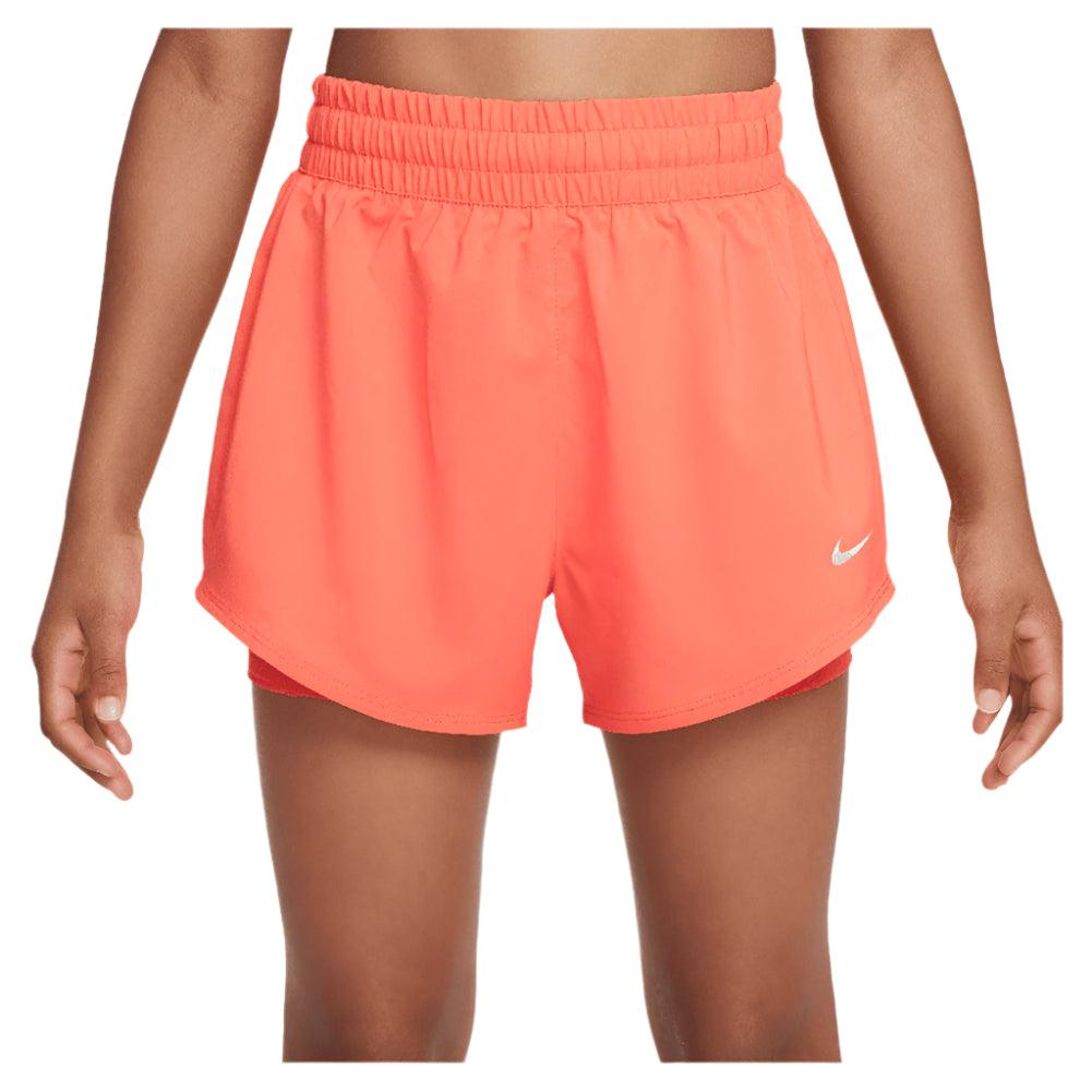 Girls' One Dri-Fit 2in1 3 inch Tennis Shorts NIKE XS 814_MAGIC_EMBER/WHT