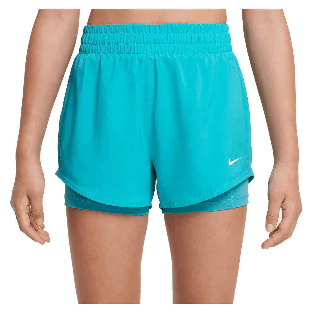 Girls` Dri-FIT One 2in1 3 Inch Training Short NIKE XS 345_DUSTY_CACTUS