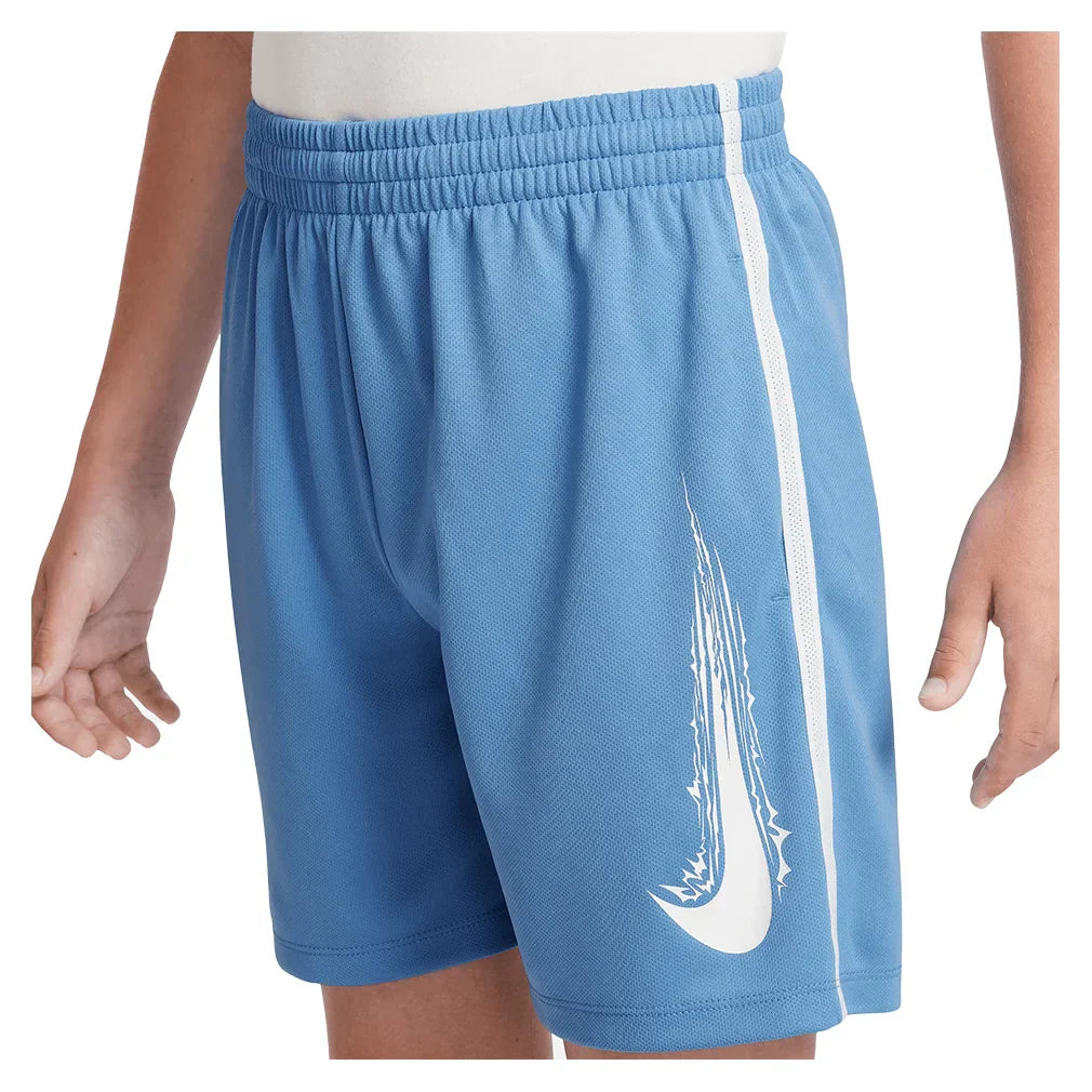 Boys` Dri-FIT Multi Woven Training Short Blue Beyond and White NIKE