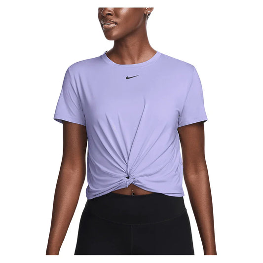 Women`s One Classic Twist Short Sleeve Top Lilac Ice and Black NIKE XS LILAC_ICE/BK