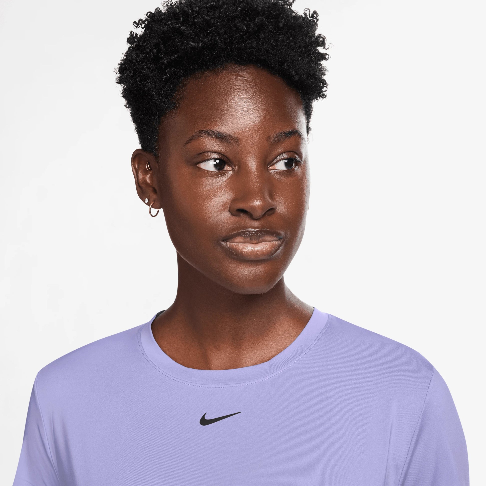 Women`s One Classic Twist Short Sleeve Top Lilac Ice and Black NIKE