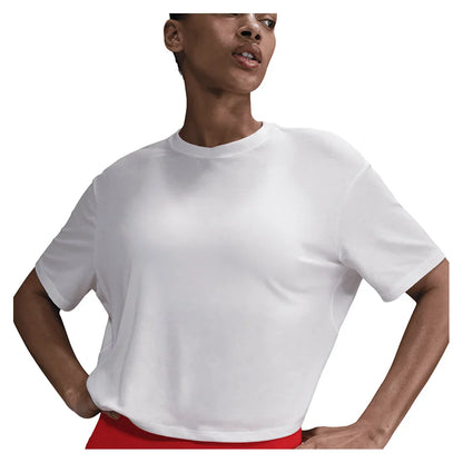 Women`s One Relaxed Dri-FIT Cropped Short Sleeve Top NIKE XS WHITE/WHITE