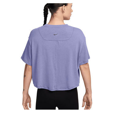 Women`s One Relaxed Dri-FIT Cropped Short Sleeve Top Lilac Ice and Clear NIKE