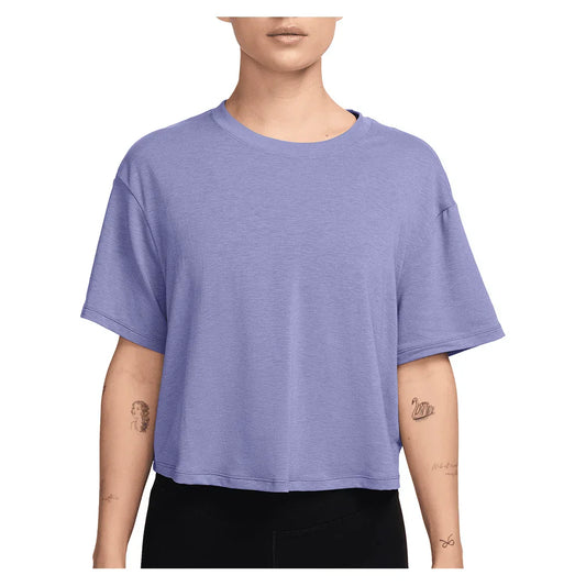 Women`s One Relaxed Dri-FIT Cropped Short Sleeve Top Lilac Ice and Clear NIKE XS LILAC_ICE/CLEAR