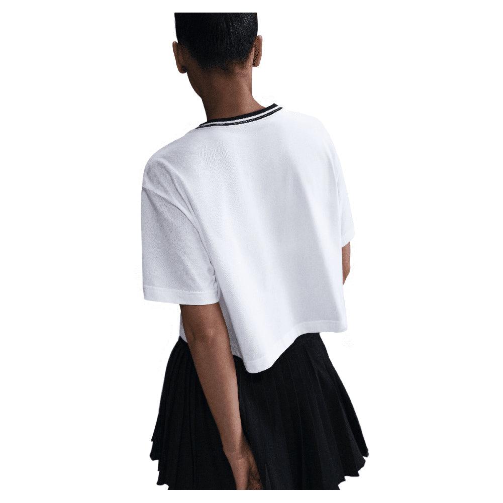 Women`s Dri-Fit Short Sleeve Cropped Tennis Top White NIKE