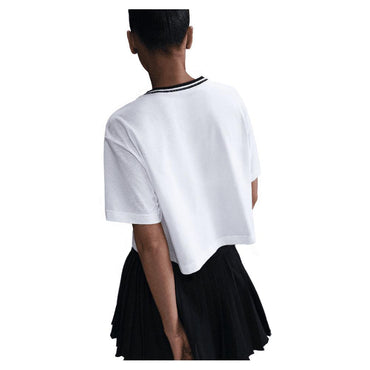 Women`s Dri-Fit Short Sleeve Cropped Tennis Top White NIKE