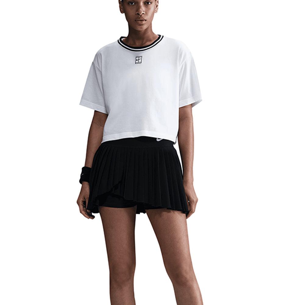 Women`s Dri-Fit Short Sleeve Cropped Tennis Top White NIKE
