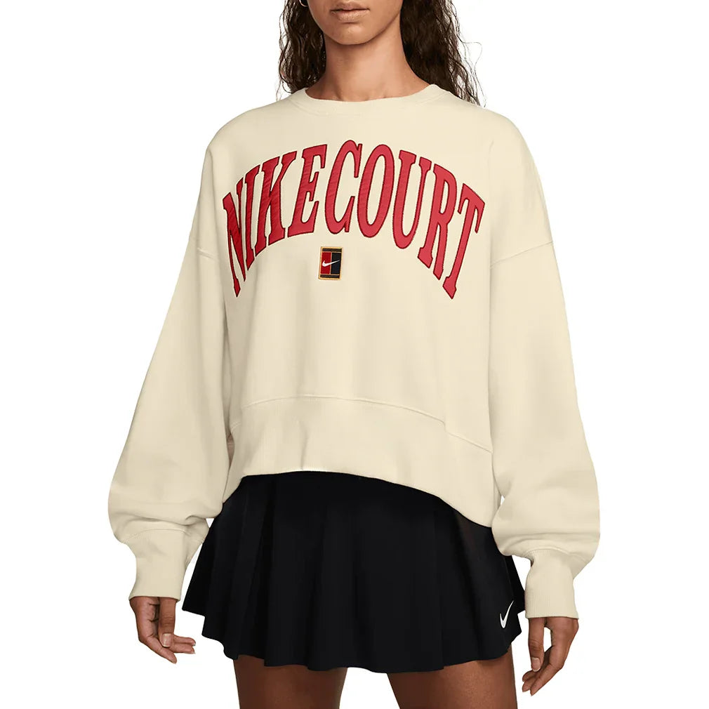 Women`s Court Phoenix Fleece Long Sleeve Tennis Top Pale Ivory NIKE XS