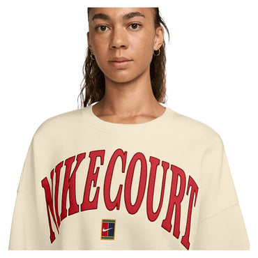 Women`s Court Phoenix Fleece Long Sleeve Tennis Top Pale Ivory NIKE