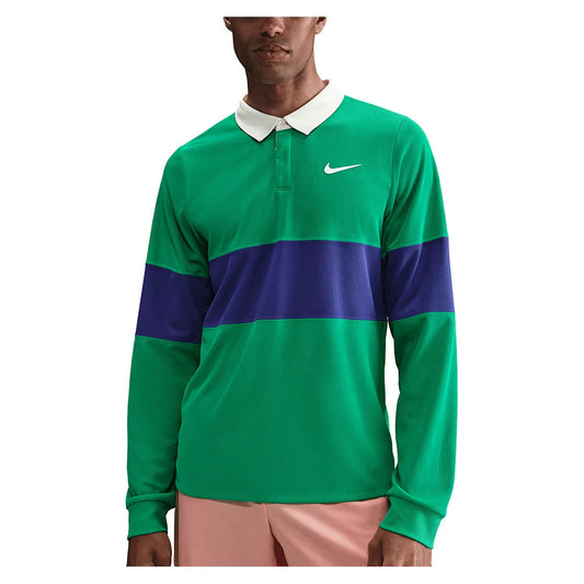 Men`s Paris Court Dri-FIT Advantage Slam Long Sleeve Tennis Polo NIKE 324_STADIUM_GREEN/DP_NT XS
