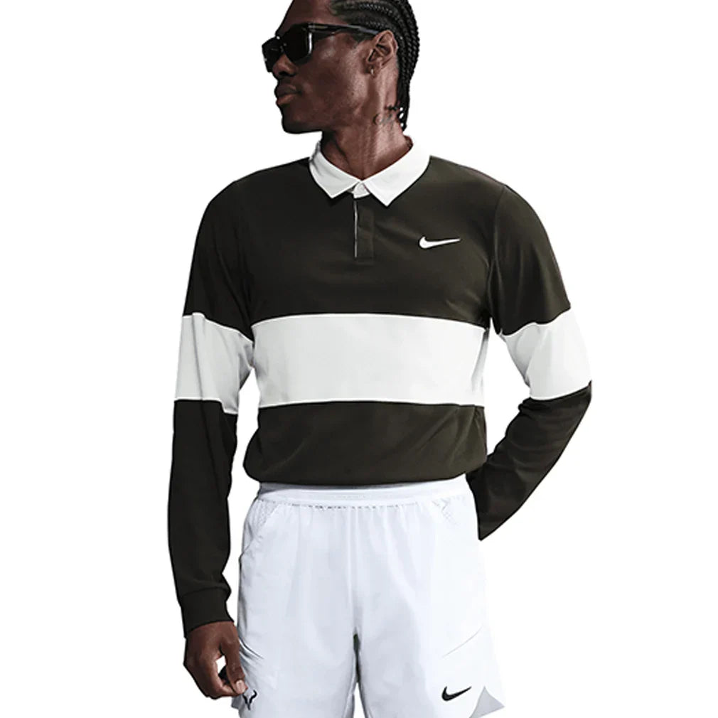Men`s Paris Court Dri-FIT Advantage Slam Long Sleeve Tennis Polo NIKE 355_SEQUOIA/PL_IV XS