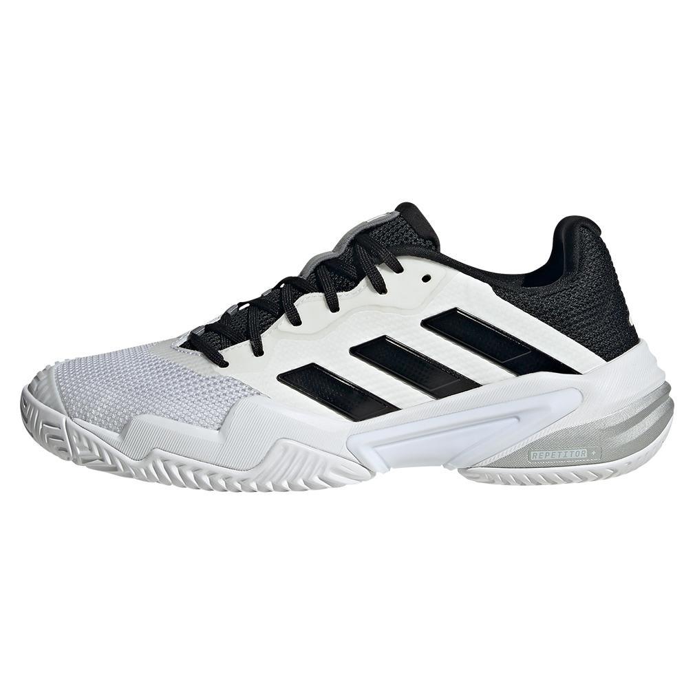 Men's Barricade 13 Tennis Shoes White and Core Black Tournament Gear ADIDAS