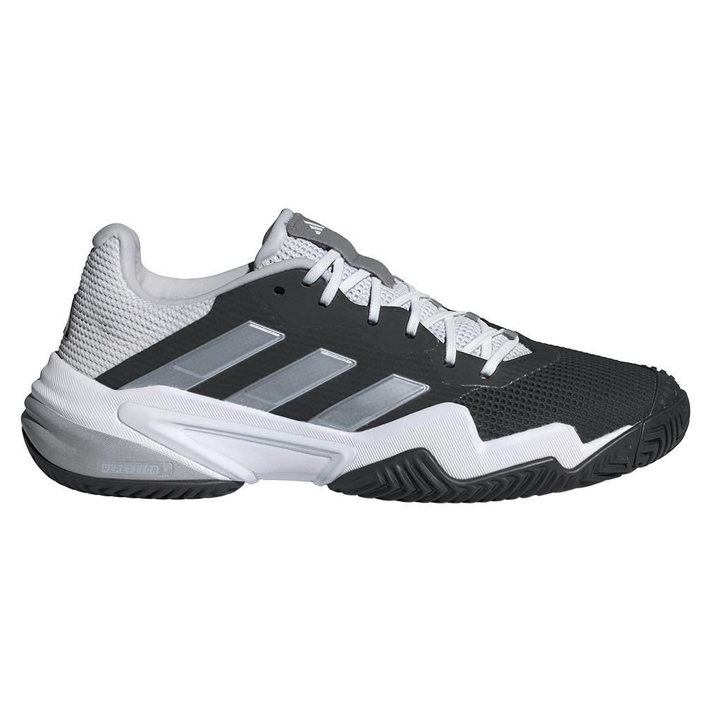 Men's Barricade 13 Tennis Shoes Core Black and White Tournament Gear ADIDAS