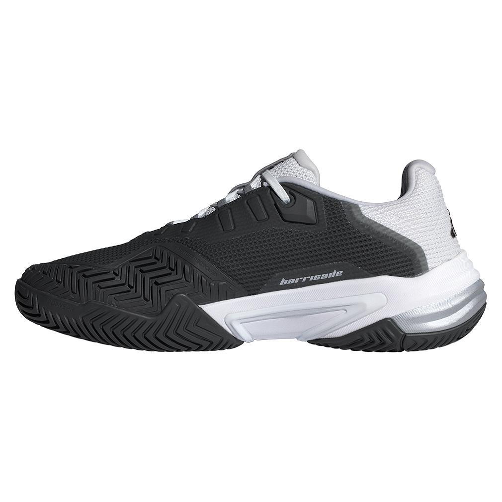 Men's Barricade 13 Tennis Shoes Core Black and White Tournament Gear ADIDAS
