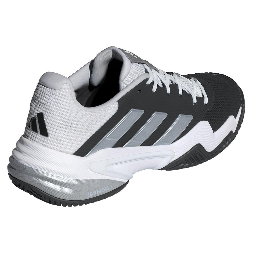 Men's Barricade 13 Tennis Shoes Core Black and White Tournament Gear ADIDAS