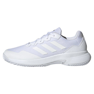 Junior`s Gamecourt 2 Tennis Shoes White and Silver Metallic ADIDAS