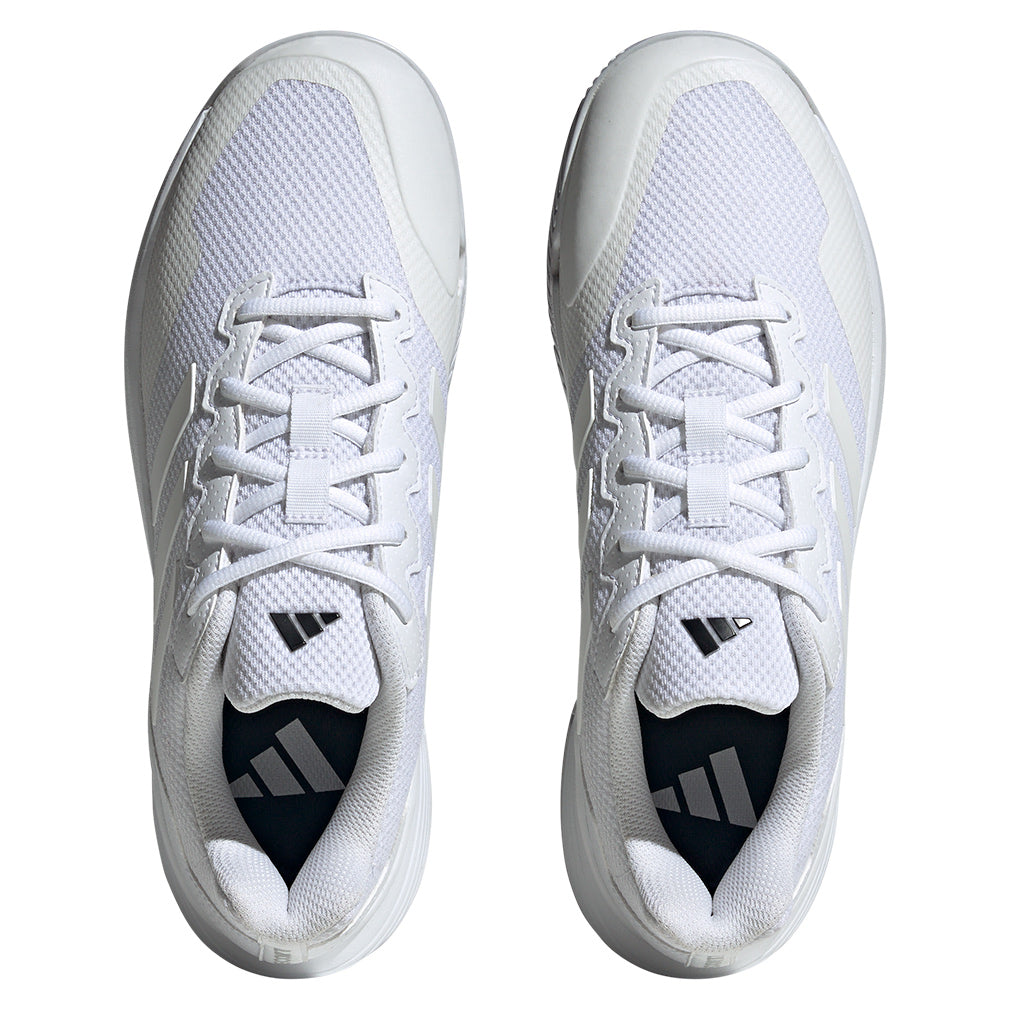 Junior`s Gamecourt 2 Tennis Shoes White and Silver Metallic ADIDAS