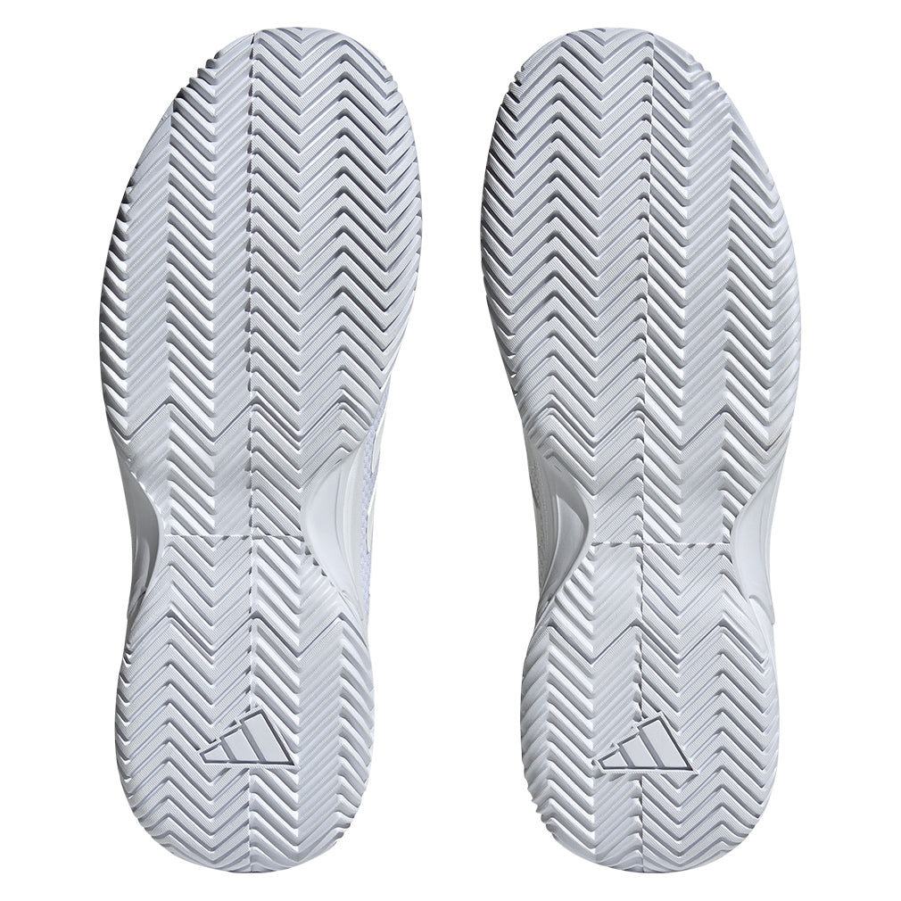 Junior`s Gamecourt 2 Tennis Shoes White and Silver Metallic ADIDAS