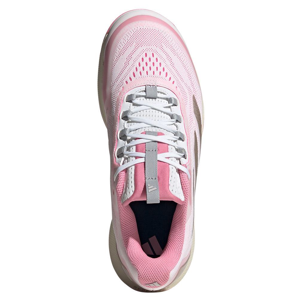 Women`s Avacourt 2 Tennis Shoes Champagne White and Lucid Pink ADIDAS