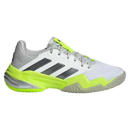 Women`s Barricade 13 Tennis Shoes White and Lucid Lemon ADIDAS