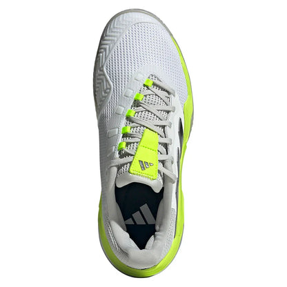Women`s Barricade 13 Tennis Shoes White and Lucid Lemon ADIDAS