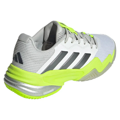 Women`s Barricade 13 Tennis Shoes White and Lucid Lemon ADIDAS