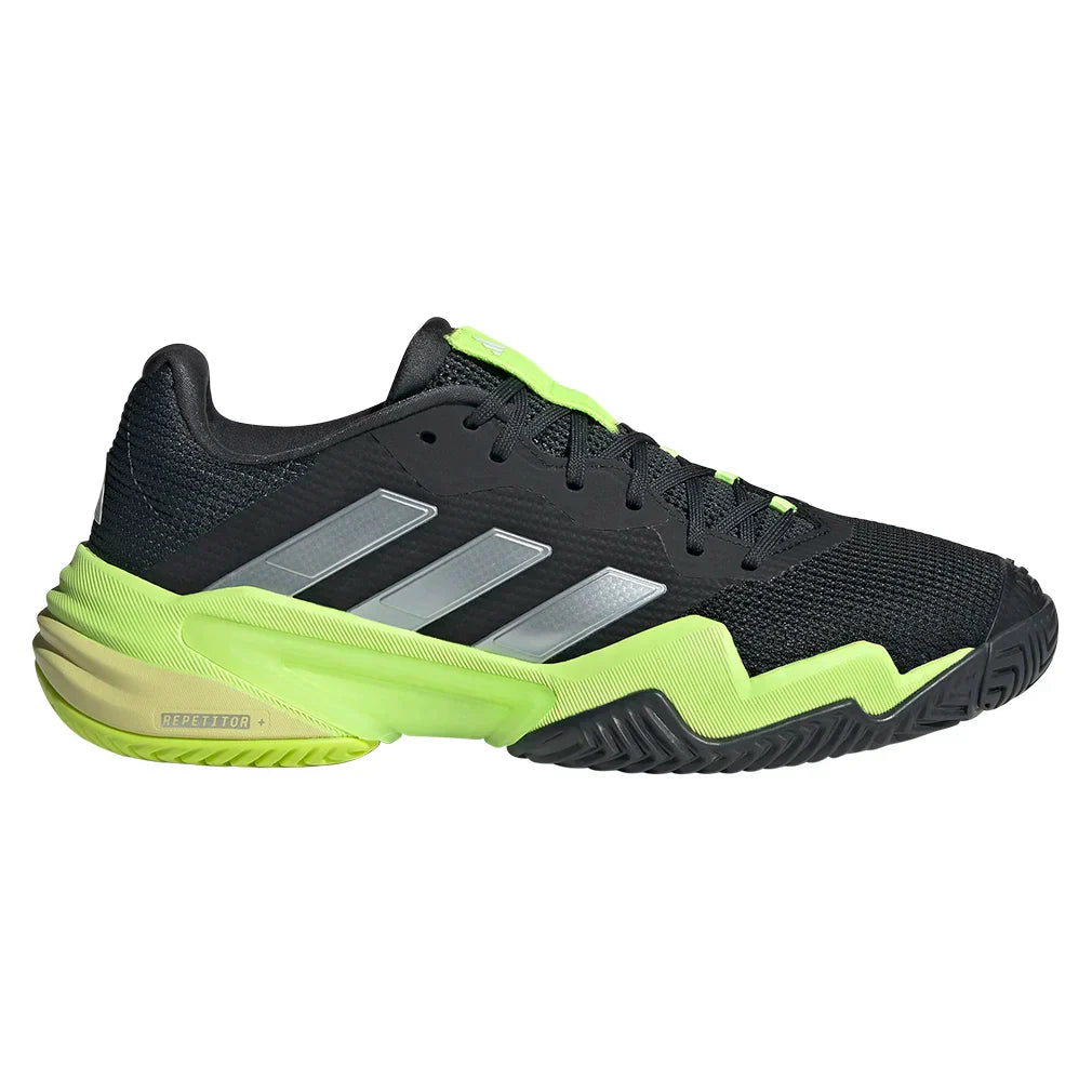 Men`s Barricade 13 Tennis Shoes Core Black and Lucid Lemon ADIDAS