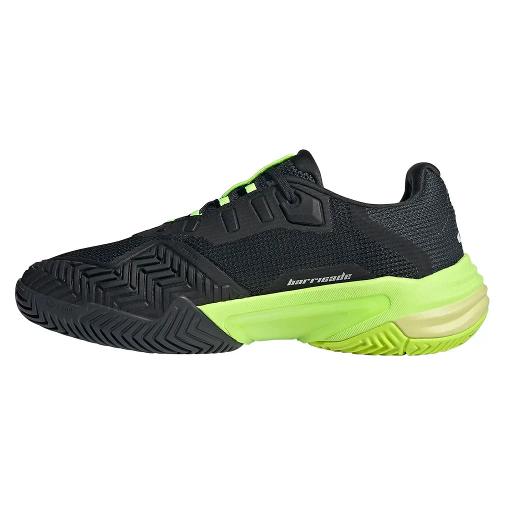 Men`s Barricade 13 Tennis Shoes Core Black and Lucid Lemon ADIDAS