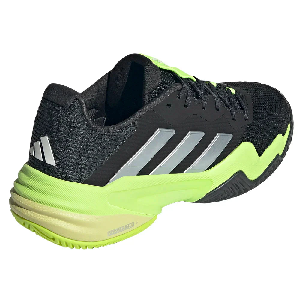 Men`s Barricade 13 Tennis Shoes Core Black and Lucid Lemon ADIDAS