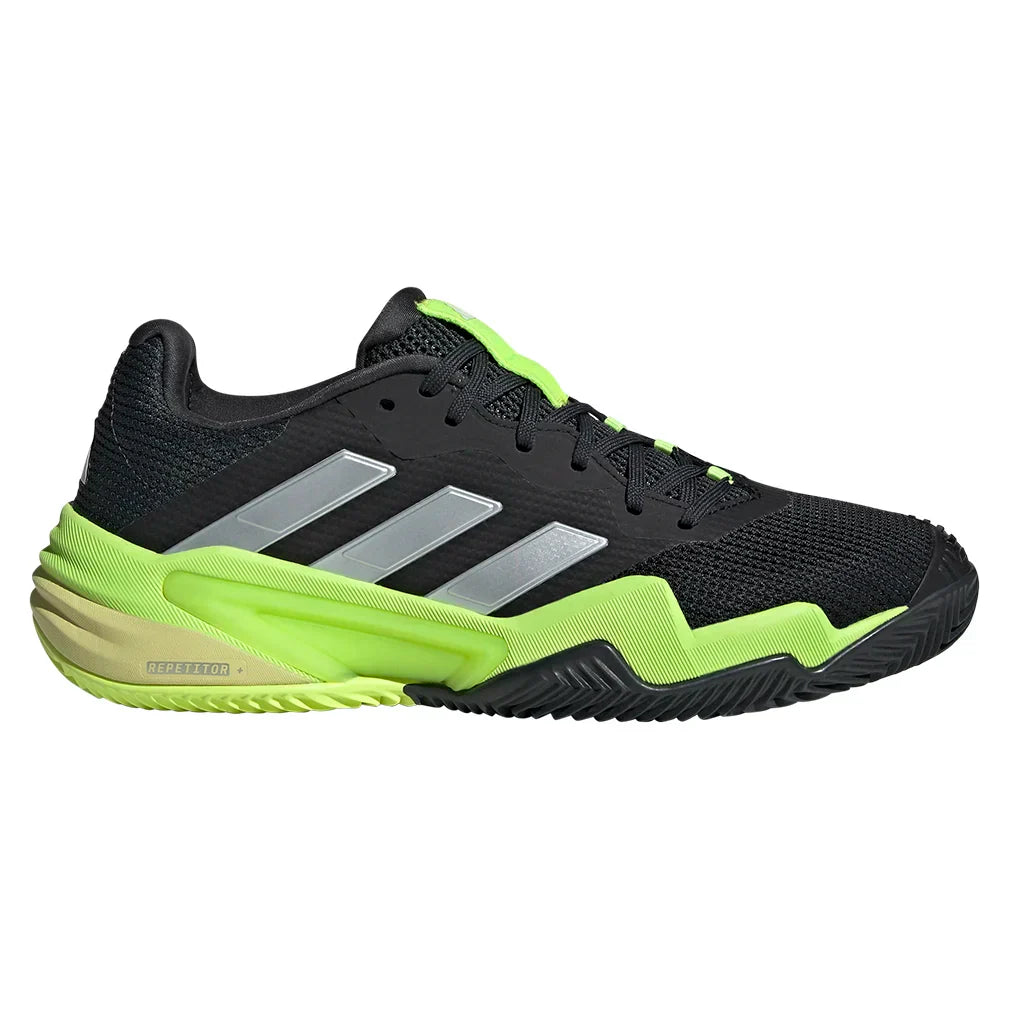 Men`s Barricade 13 Clay Tennis Shoes Core Black and Lucid Lemon ADIDAS