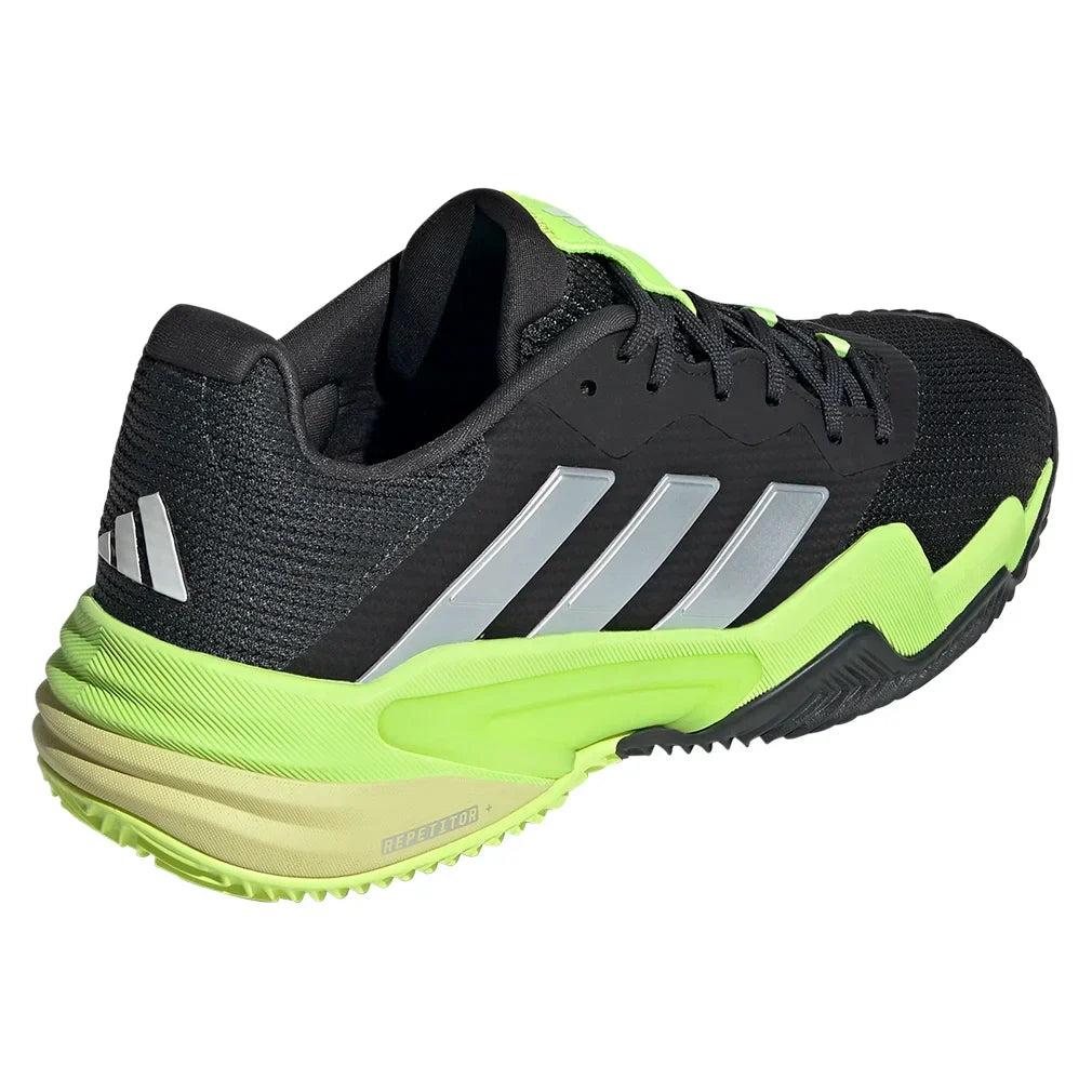 Men`s Barricade 13 Clay Tennis Shoes Core Black and Lucid Lemon ADIDAS