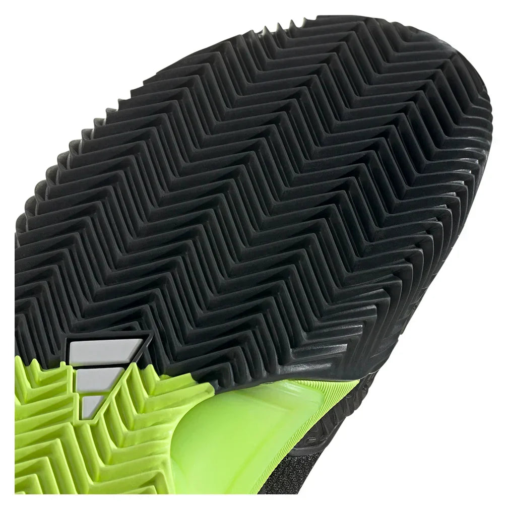 Men`s Barricade 13 Clay Tennis Shoes Core Black and Lucid Lemon ADIDAS