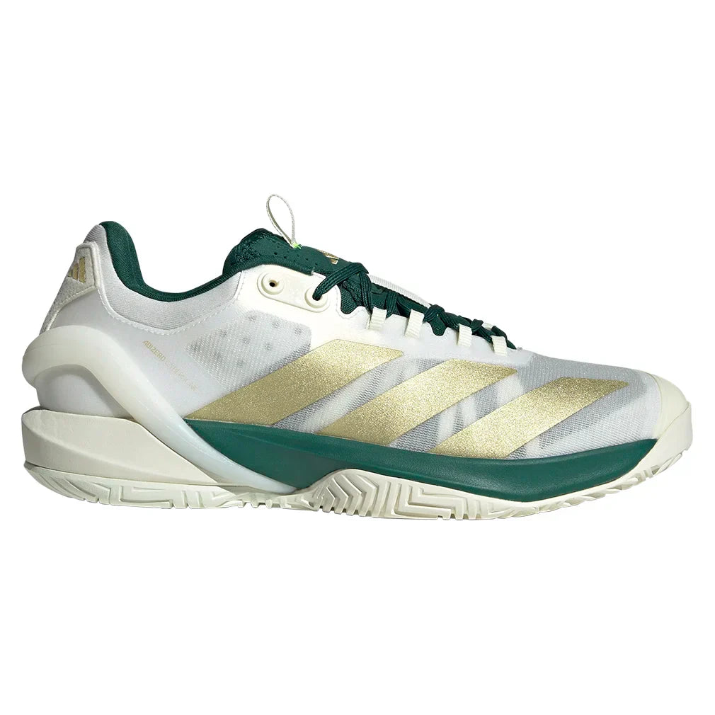 Men`s Adizero Cybersonic 2 Tennis Shoes Core White and Gold Metallic ADIDAS
