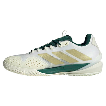 Men`s Adizero Cybersonic 2 Tennis Shoes Core White and Gold Metallic ADIDAS