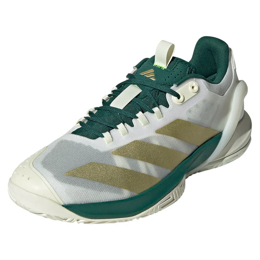 Men`s Adizero Cybersonic 2 Tennis Shoes Core White and Gold Metallic ADIDAS 6.5 White