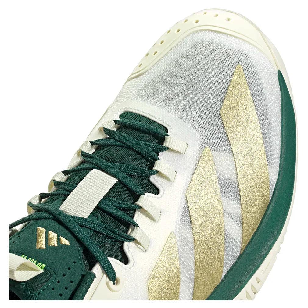 Men`s Adizero Cybersonic 2 Tennis Shoes Core White and Gold Metallic ADIDAS