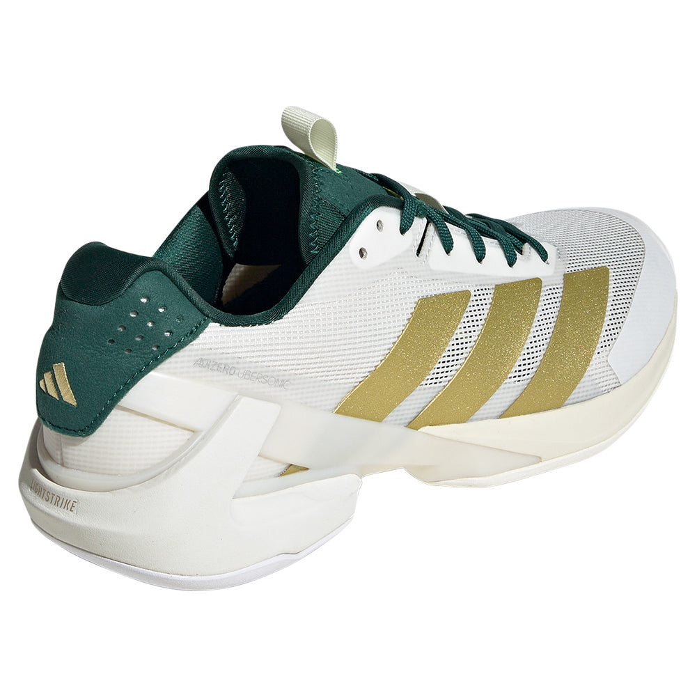 Men`s Adizero Ubersonic 5 Tennis Shoes Core White and Gold Metallic ADIDAS