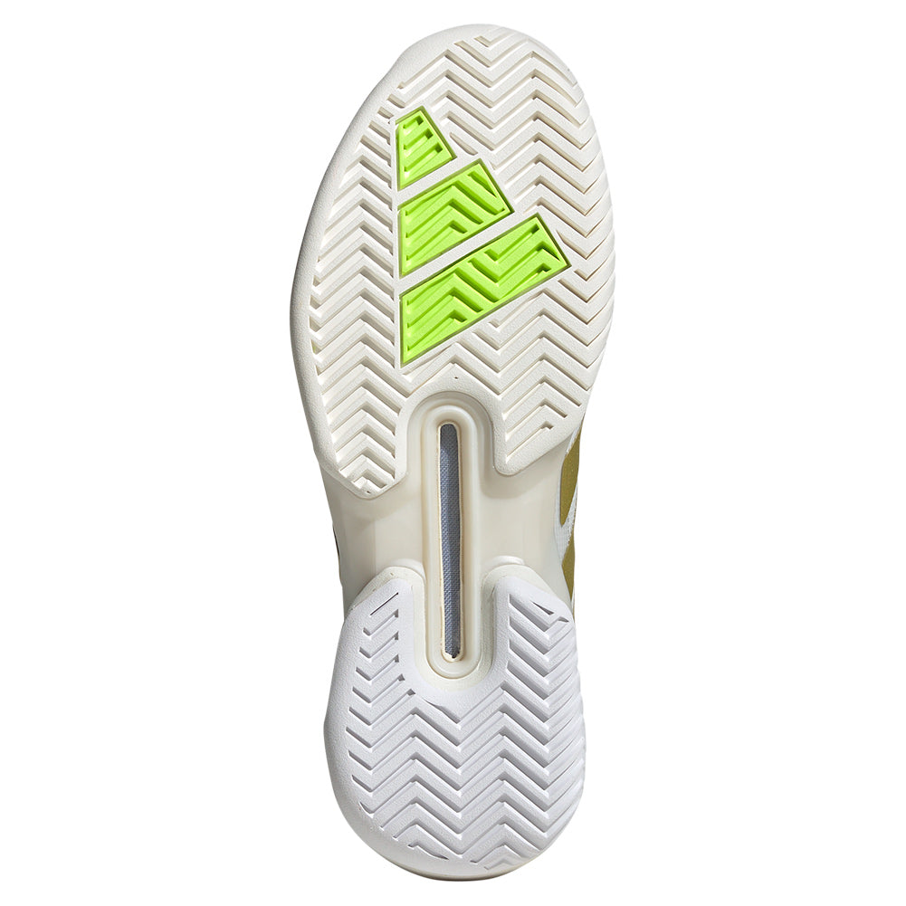 Men`s Adizero Ubersonic 5 Tennis Shoes Core White and Gold Metallic ADIDAS