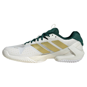 Men`s Adizero Ubersonic 5 Tennis Shoes Core White and Gold Metallic ADIDAS