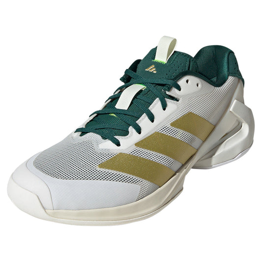 Men`s Adizero Ubersonic 5 Tennis Shoes Core White and Gold Metallic ADIDAS 6.5 White