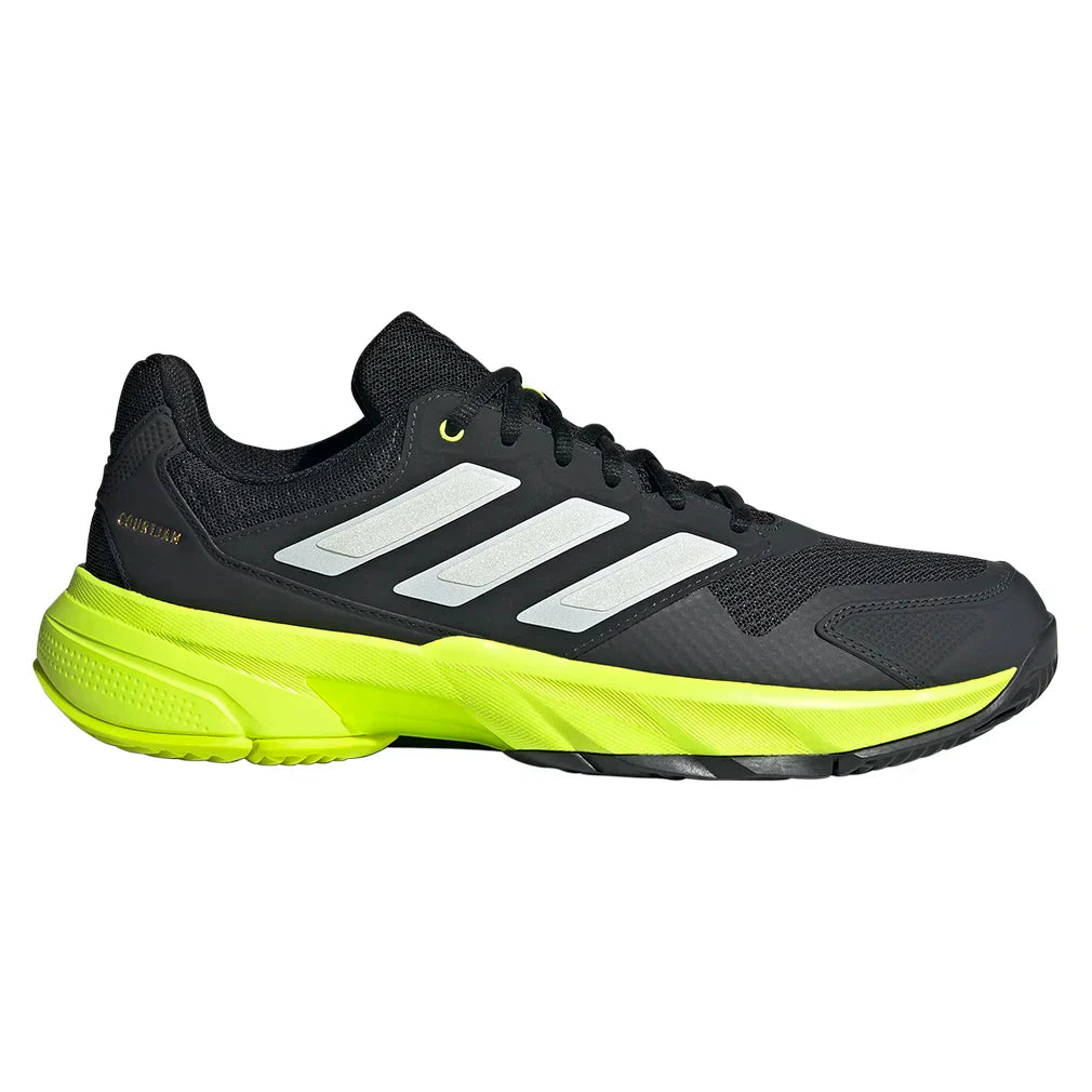 Men`s CourtJam Control 3 Tennis Shoes Carbon and Lucid Lemon ADIDAS