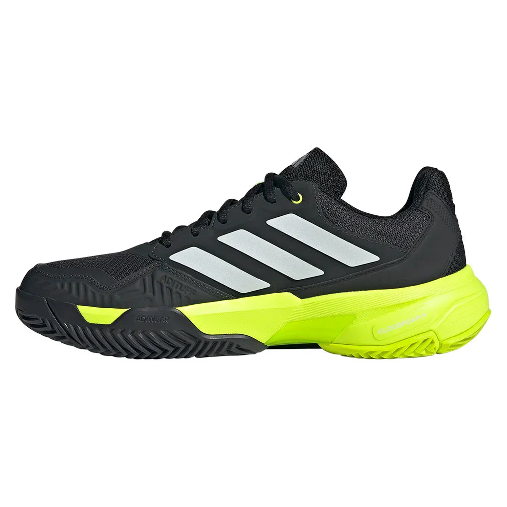 Men`s CourtJam Control 3 Tennis Shoes Carbon and Lucid Lemon ADIDAS