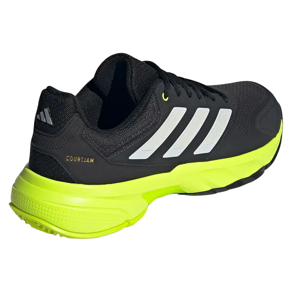 Men`s CourtJam Control 3 Tennis Shoes Carbon and Lucid Lemon ADIDAS