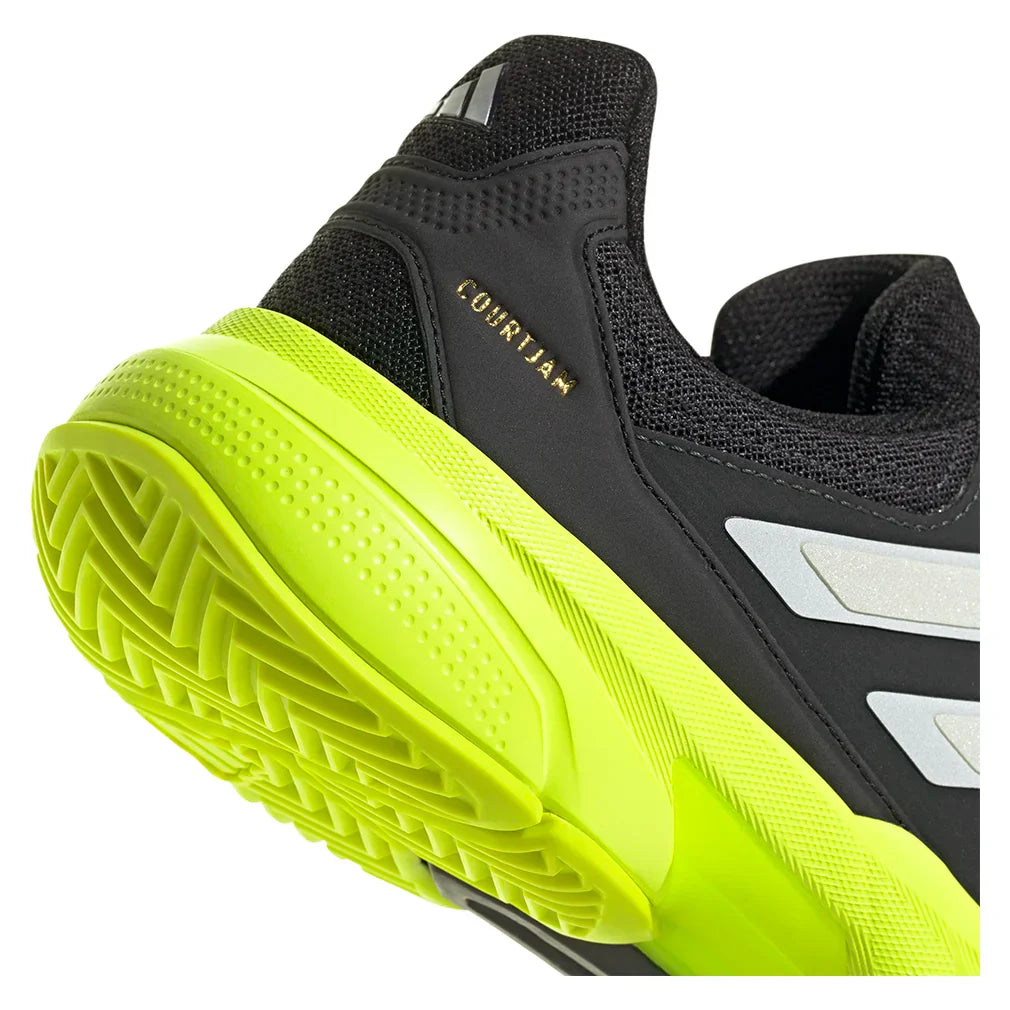 Men`s CourtJam Control 3 Tennis Shoes Carbon and Lucid Lemon ADIDAS