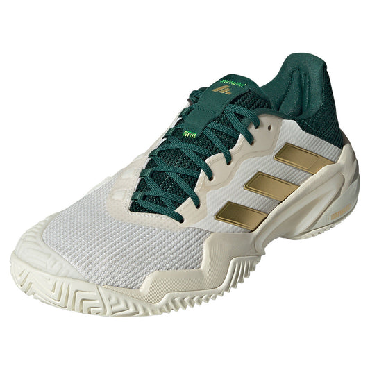 Men`s Barricade 13 Tennis Shoes White and Gold Metallic ADIDAS 6.5 White