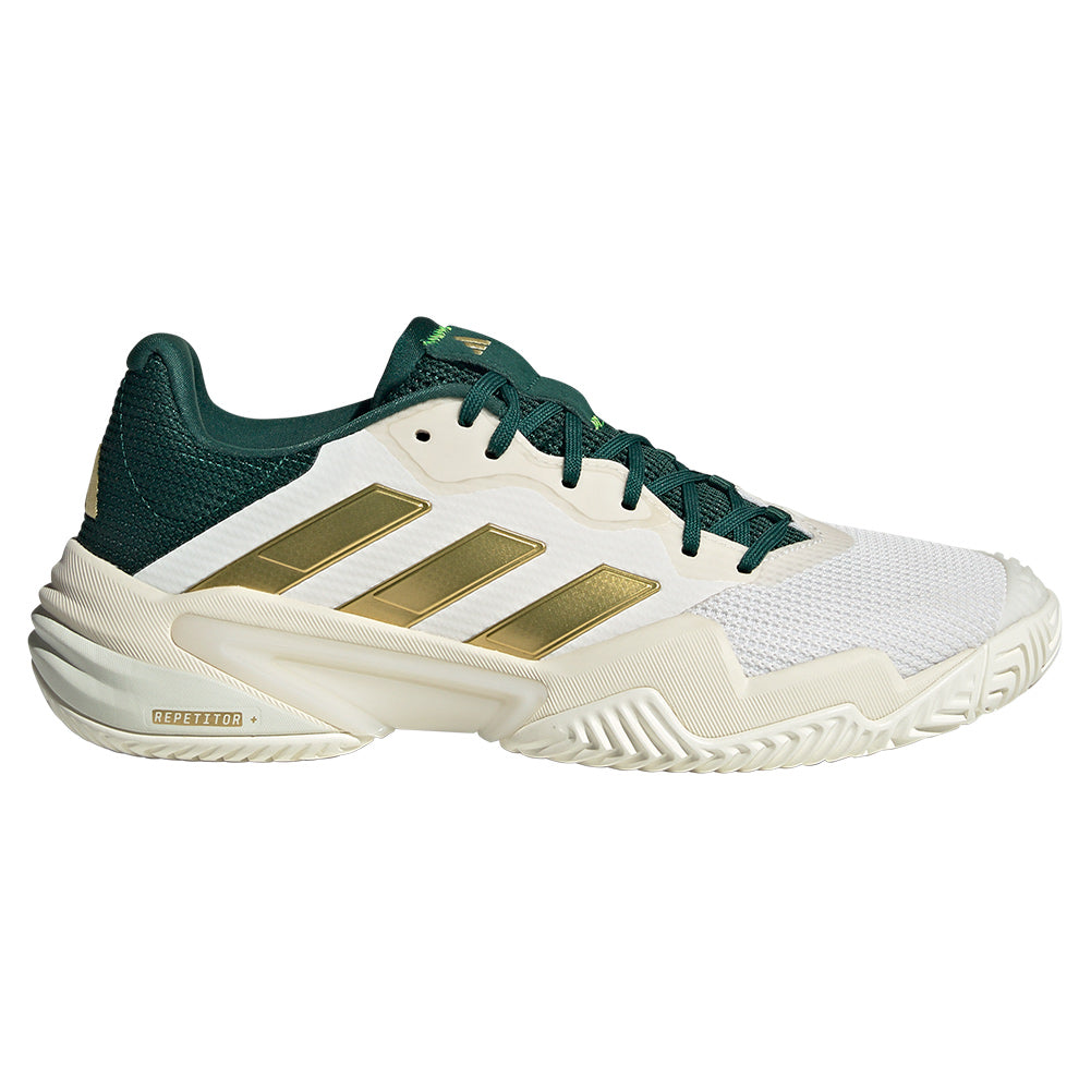 Men`s Barricade 13 Tennis Shoes White and Gold Metallic ADIDAS