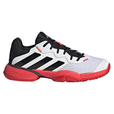 Junior`s Barricade Tennis Shoes White and Core Black ADIDAS