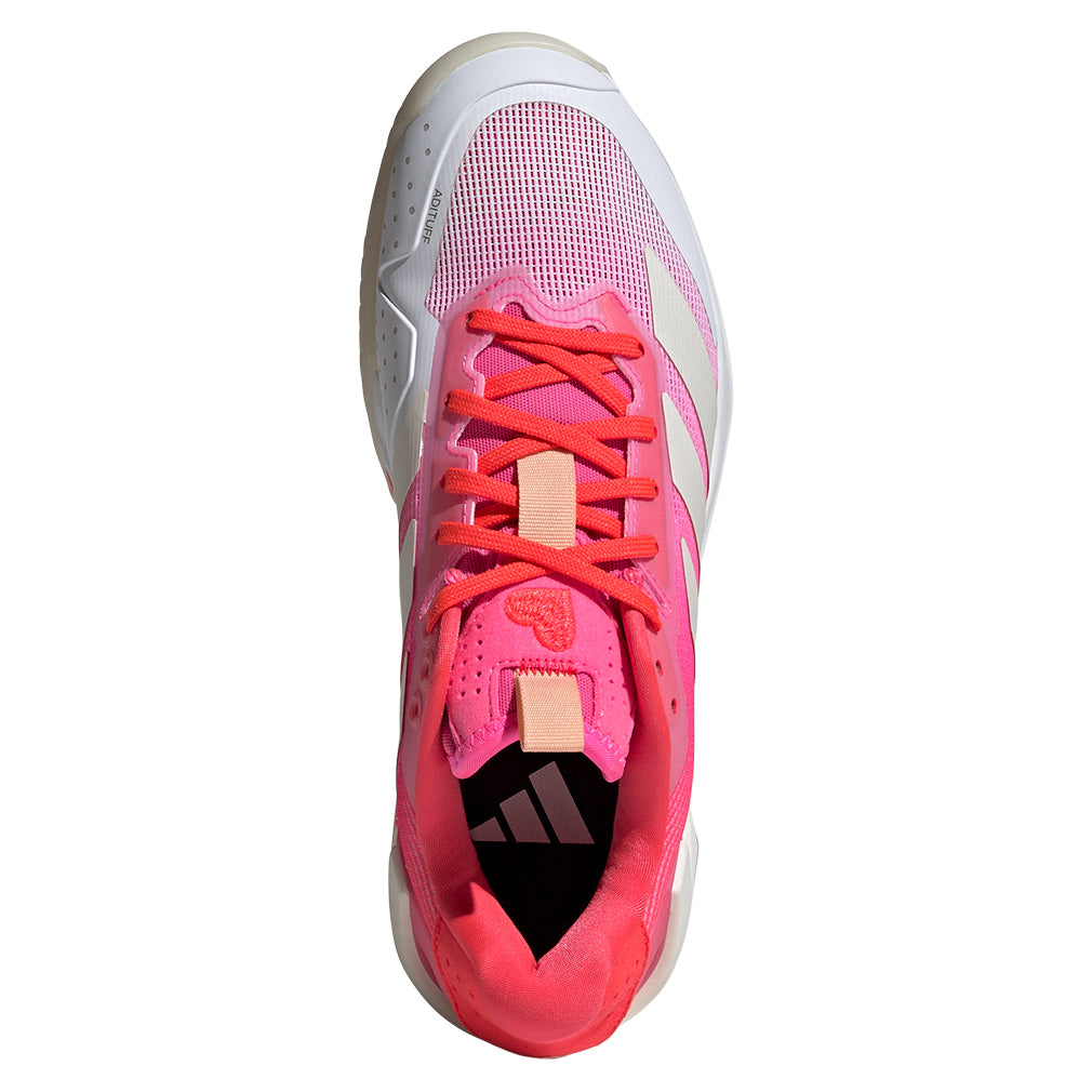 Women`s Adizero Ubersonic 5 Tennis Shoes Lucid Pink and Lucid Red ADIDAS