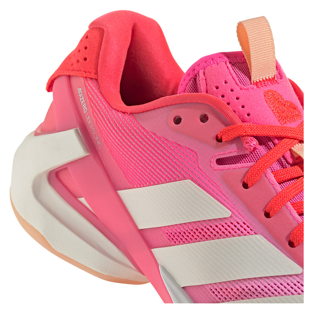 Women`s Adizero Ubersonic 5 Tennis Shoes Lucid Pink and Lucid Red ADIDAS
